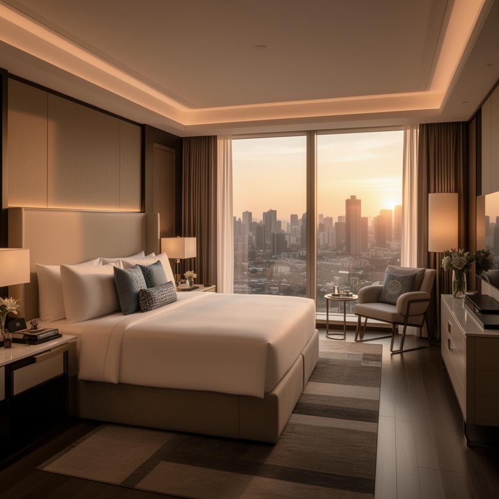 Quarto premium em condo hotel com vista para o horizonte